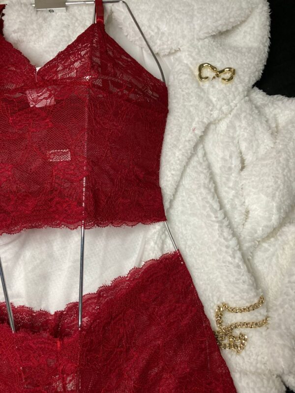 Conjunto Lingerie em Renda Vermelha – Sem Bojo - Imagem 3